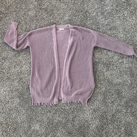 Maurices Sweaters - Maurice's Plum Colored Fringe Cardigan